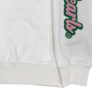 White Crew Neck Sweatshirt with Pink and Green Alpha Kapa Alpha Embroidery Long Sleeve <b>Pullover</b> <b>Womens</b> Casual Fashion Top Soft - Product Image 4