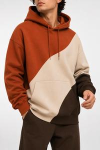 Sweat-shirt à capuche en polaire color block pour homme, style streetwear décontracté, coupe classique, respirant, 100% coton - Product Image 2