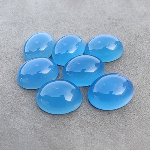 Cabujón Ovalado de Calcedonia Azul Natural, Piedra Preciosa Suelta Calibrada con Reverso Plano, para Joyería - Product Image 2