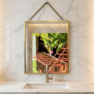 ARTISAN DESIGN Modern Metal <b>Wall</b> <b>Hanging</b> Decorative <b>Mirror</b> with <b>Hanging</b> Chain - Product Image 1