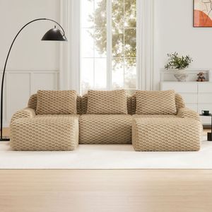 Divano componibile moderno a U in tessuto flanella, divano a 3 posti oversize per soggiorno, mobili mobili senza telaio - Product Image 2