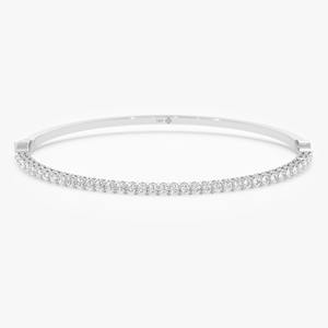 Bracelet jonc en or 14K/18K avec diamants naturels sertis à griffes et perles d'eau douce, certifié IGI, 1,256 carats au total, élégance décontractée minimaliste, facile à porter - Product Image 3