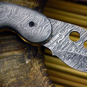 Couteau de chasse en acier de Damas, lame en forme de pied de mouton avec incrustation d'ormeau, manche personnalisé, fabriqué sur mesure pour une utilisation en extérieur - Product Image 5