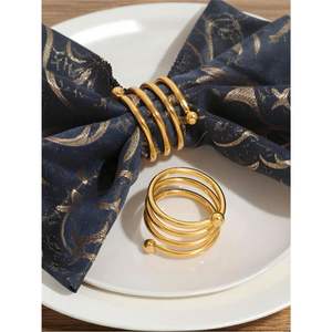 Anillos de Servilleta Elegantes de Estilo Nórdico con Diseño de Onda Dorada, Accesorio Decorativo Geométrico de Metal para Mesa, para Comedor de Lujo y Decoración de Restaurantes y Hogares - Product Image 4