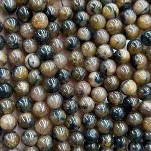 ลูกปัดไคแอสโตไลต์สีน้ำตาล ลูกปัดหินอัญมณีทรงกลมธรรมชาติ สำหรับทำเครื่องประดับ งานฝีมือ DIY - Product Image 2