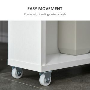 Bianco sottile armadio da bagno con ruote rotolanti scaffali porta carta igienica - Product Image 6
