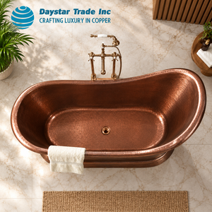 Baignoire ovale/courbe autoportante en cuivre martelé fait main Daystar Trade, durable |   Baignoire de Luxe Vintage Écologique pour Spa - Product Image 2