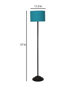 Lampe de sol moderne en métal avec abat-jour cylindrique en tissu bleu, lumière LED blanc chaud pour salon, design minimaliste - Product Image 3