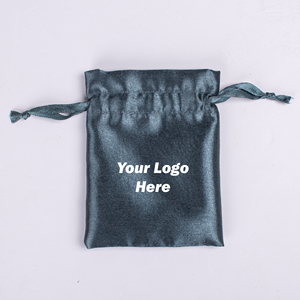 Luxury Packing Custom Logo Drawstring Satin Pouch Bag for Jewelry Storage Rectangular Shape with Elegant Design - Product Image 5