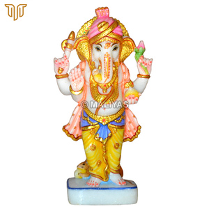 Pequeña Estatua de Ganesha de Mármol |   Ídolo del Dios Ganesha de Mármol Puro |   Murti de Ganpati Hecho a Mano para Templo en Casa, Pooja - Product Image 3