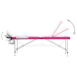Cama de Masaje Plegable de Aluminio de 3 Zonas en Blanco y Rosa, Versátil y Cómoda - Product Image 4
