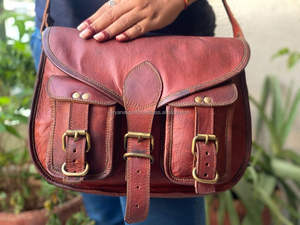 กระเป๋าหนังแพะแท้แฮนด์เมดวินเทจกระเป๋าสะพายไหล่10*13นิ้ว - Product Image 3