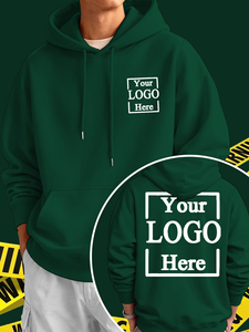 Men's Custom Logo Hoodie Green 100% Cotton French Terry Regular Fit Casual Autumn Wear Heat Transfer Printed made in bangladesh - Product Image 2