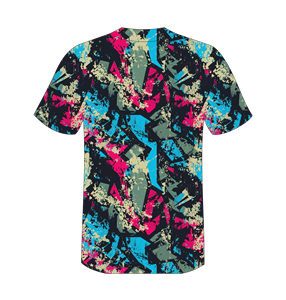 Maillot de baseball personnalisé pour homme, imprimé géométrique, sublimation, col en V, manches courtes, polyester respirant, toutes saisons - Product Image 3