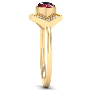แหวนหมั้นเพชรโมอิสซาไนต์ทองคำแท้ 14K รุ่นใหม่ REYES ประดับพลอยทับทิม 0.75 กะรัต เครื่องประดับคุณภาพสำหรับผู้หญิง - Product Image 3
