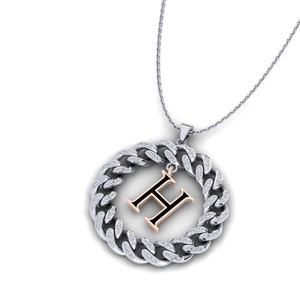 Colgante con Letra H y Piedras de Circonio, Plata 925, Cadena de Moissanita, Estilo Hip Hop, Unisex, Colgante de Moda - Product Image 3