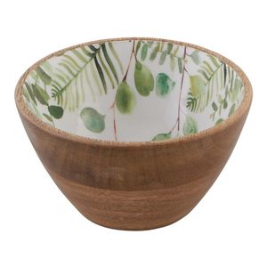 Impressive Wooden <b>Bowl</b> With <b>Enamel</b> Design Large Serving Piece For Family Gatherings Parties Buffet - Product Image 3
