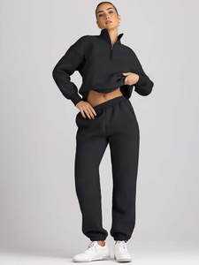 Trendy <b>Womens</b> Hooded Casual Solid Track Suit Long Sleeve Half Zip Sweatshirts Knee <b>Fleece</b> <b>Joggers</b> Winter Printed Available Sizes - Product Image 6