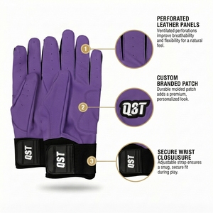 Gants de frappeur de baseball en cuir personnalisés, avec paume antidérapante, équipement d'entraînement pour adultes et jeunes, vente en gros - Product Image 3
