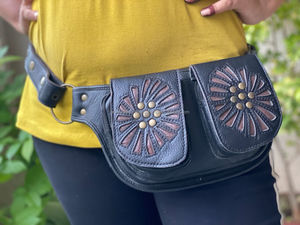 New Classic Handmade Real Genuine Leather Waist Bag with Adjustable Belt Unique Western Festival Fanny Pack Hip Waist <b>Thigh</b> Bags - Product Image 2