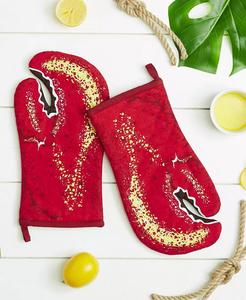 Cuisine en coton de la collection nautique, ensemble de gants de four, 7.5x13 ", pinces de homard, 2 pièces | Design Imports - Product Image 3
