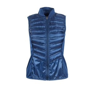 Chaleco Acolchado Azul para Mujer, Manga Larga, Cortavientos, Cierre Frontal, Cintura Alta, Ropa de Equitación, Color Sólido, Material de Poliéster - Product Image 3
