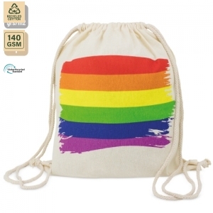 225 GSM Recycled Cotton <b>Drawstring</b> <b>Backpack</b> Gym Sports 37x40 cm Flat Custom Logo Wholesale OEM Private Label Model ANKJ058-R - Product Image 2