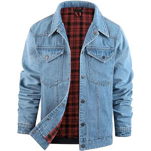 Chaqueta Vaquera Forrada de Franela para Hombre Flygo, Corte Cowboy, Estilo Western Clásico, Ajuste Slim, Chaqueta Trucker Vintage Resistente, 100% Algodón - Product Image 1