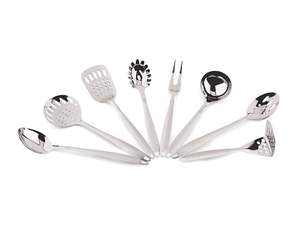 Ensemble complet de 8 ustensiles de cuisine en acier inoxydable, ustensiles de cuisine en métal, louche, spatule, écraseur, écumoire, cuillères pour la cuisine à domicile - Product Image 3