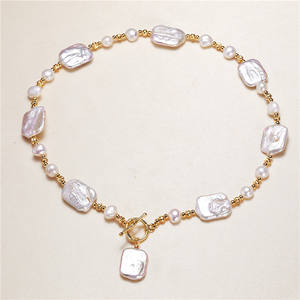 Collier en perles d'eau douce naturelles Edison pour femmes, design classique en forme de graine de melon avec un fort éclat, boucle en argent S925 - Product Image 1