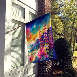 "Grande bannière de jardin multicolore avec décor de poteau et tenture murale Snapdragons sur polyester" - Product Image 2