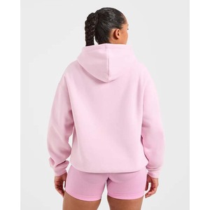 Women's <b>Pink</b> Oversized <b>Hoodie</b> Fleece Embossed Logo Front Pockets Regular Sleeve Autumn Wear - Product Image 2