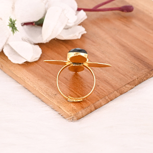 <b>Adjustable</b> Black Onyx Stone Gold Plated Brass <b>Ring</b> Handmade Trendy Fashion Jewelry for Women - Product Image 5