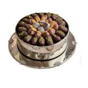 Bandeja Metálica Multifuncional Decorativa para Frutos Secos y Chocolate, Diseño Elegante, Decoración para Mesa de Comedor, Bandeja Metálica para Servir - Product Image 1