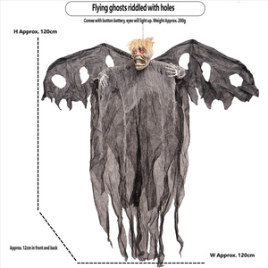 Décoration d'Halloween suspendue, vampire volant à ailes cassées, en plastique, à induction électrique, lumineux, réutilisable et durable, pour une ambiance d'horreur - Product Image 2