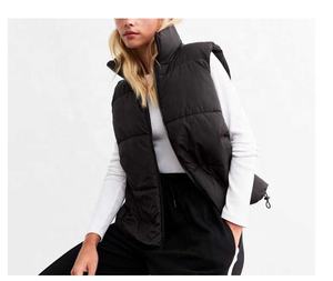 Lightweight Cotton Vest Outer Wear Autumn Winter Stock Stand Collar Solid Color Casual Zipper Pocket Breathable women vest - Product Image 1