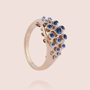 Flower Cluster Sapphire <b>Ring</b> 18K Solid Gold Women Luxury Everyday Wear - Product Image 1