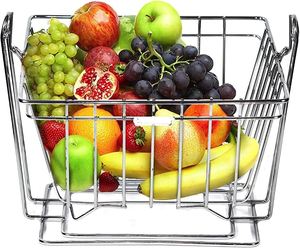 Cesta de Frutas y Verduras de Diseño Moderno Hecha a Mano con Alambre Metálico Plateado para Almacenamiento en la Encimera de la Cocina, Organizador Decorativo para Sala de Estar - Product Image 6