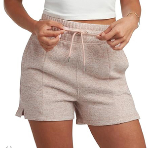 Shorts en polaire fendus sur le côté pour femme, ourlet ventilé, taille haute, poches latérales, cordon de serrage, taille élastique, coupe décontractée, vêtements de sport - Product Image 4