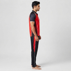 OUTDO Men's <b>White</b> Red Black <b>Cricket</b> Uniform With Diagonal Stripe Design Breathable Polyester Sportswear <b>Cricket</b> Uniform - Product Image 3