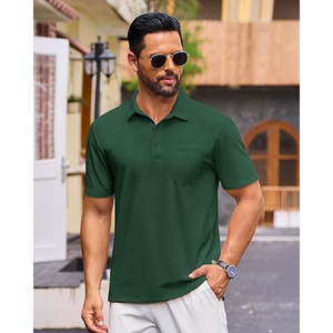 Polo de Algodón Piqué para Hombre - Camisa de Golf de Manga Corta con Bolsillo, Estilo Clásico Casual que Absorbe la Humedad - Product Image 2