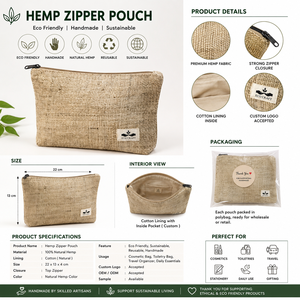 Himalayan HEMP <b>Drawstring</b> <b>Pouch</b> Bag Natural Color Gift Packaging With Cotton Cord Eco Friendly Textile Storage Bag - Product Image 6