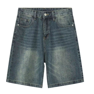 Vintage Baggy Denim Shorts for <b>Men</b> 100% Cotton Breathable Quick Dry Streetwear <b>Jean</b> Shorts For <b>Mens</b> Aced Wash Shorts - Product Image 2