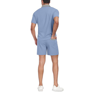Conjunto deportivo de dos piezas para hombre, chándal corto de verano, camiseta ligera y pantalones cortos, conjunto de dos piezas de secado rápido, traje deportivo para correr. - Product Image 2