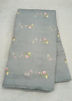 Tela de Seda Mul Chanderi con Bordado de Hilos Multicolores para Prendas Étnicas Femeninas, Peso Medio, 44 Pulgadas, 54 GSM, Tejida en India