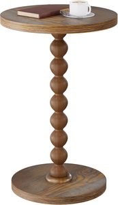 <b>Round</b> Side <b>Table</b>, Drink <b>Table</b> for <b>Small</b> Spaces, Modern Accent Nightstand with Rubberwood Leg for Living Room, Bedroom, Corners, - Product Image 2