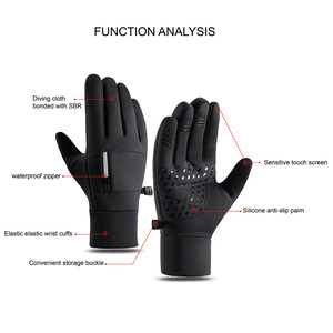 Guantes de Ciclismo de PU con Dedos Completos y Cierre de Cremallera, Antideslizantes, para Invierno, Unisex - Product Image 2