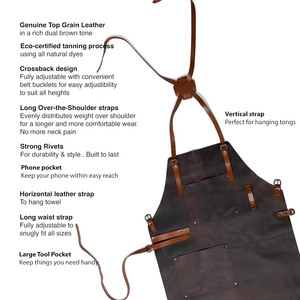 Personalized High Quality Leather Apron for Unisex Blacksmith Woodworking Pockets Strap Breathable Comfortable Leather Aprons - Product Image 5