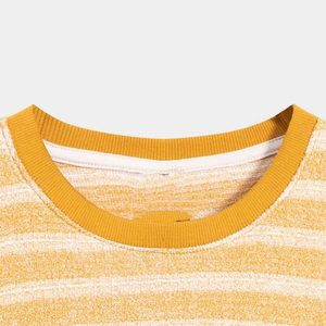 Camiseta de cuello redondo de peso pesado para hombre de tendencia 2025, camiseta a rayas de mezcla de algodón Premium de fábrica al por mayor, ajuste de gran tamaño - Product Image 6