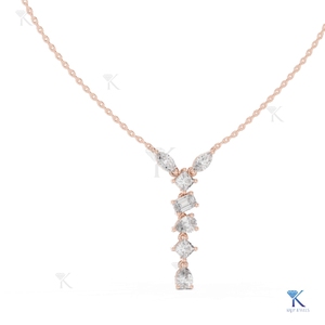 Lab Grown Diamond Multi Shape Y Lariat Necklace 14K 18K <b>Solid</b> <b>Gold</b> Fine Women Jewelry Factory Direct Wholesale B2B Supplier - Product Image 2